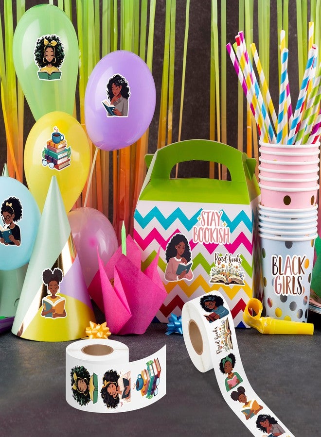 A1diee 1000Pcs Black Girls Bookish Stickers, Black Woman Stay Bookish Bookworm Read Books Decal Gifts for Kid Book Lover Girls Women Reward Party Favor Journal Water Bottle Laptop Decor Back to School - Image 4